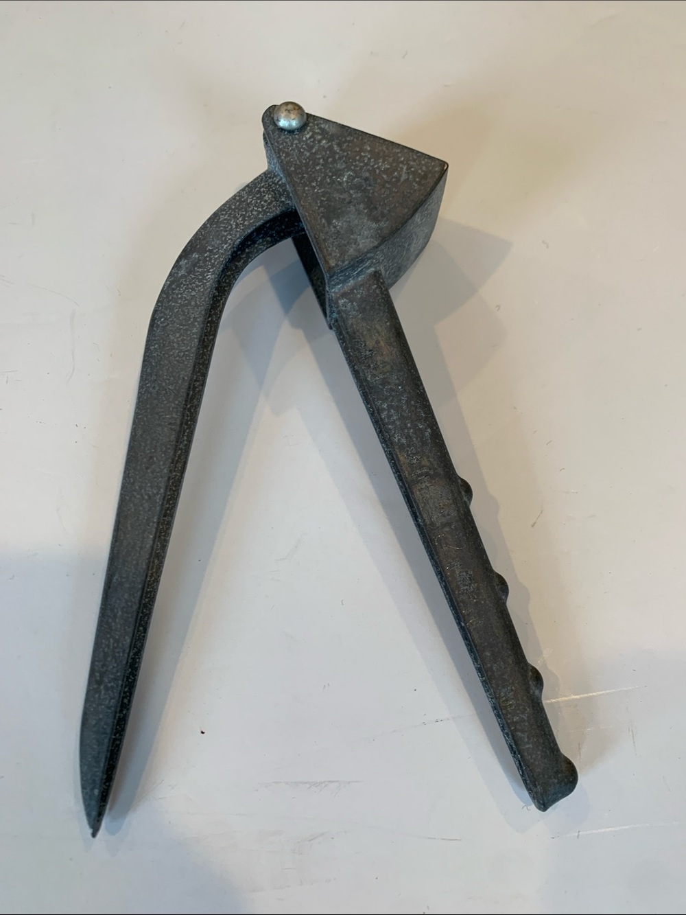 Vintage Cast Metal Garlic Press Heavy Duty Crusher Hand Tool Rustic Kitchen Prep